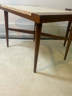 Harvey Probber EXCEPTIONAL MID CENTURY MODERN PAIR OF TRAVERTINE AND WOOD TABLES - 2117704
