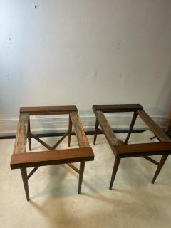 Harvey Probber EXCEPTIONAL MID CENTURY MODERN PAIR OF TRAVERTINE AND WOOD TABLES - 2117708