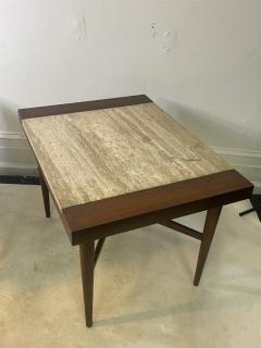 Harvey Probber EXCEPTIONAL MID CENTURY MODERN PAIR OF TRAVERTINE AND WOOD TABLES - 2117710