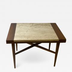 Harvey Probber EXCEPTIONAL MID CENTURY MODERN PAIR OF TRAVERTINE AND WOOD TABLES - 2119715