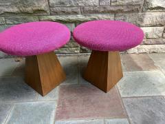 Harvey Probber Fantastic Pair Harvey Probber style Triangular Walnut Base Stools Mid Century - 4159908