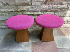 Harvey Probber Fantastic Pair Harvey Probber style Triangular Walnut Base Stools Mid Century - 4159911