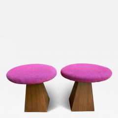 Harvey Probber Fantastic Pair Harvey Probber style Triangular Walnut Base Stools Mid Century - 4160643