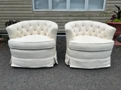 Harvey Probber Handsome Pair Harvey Probber style Tufted Barrel Back Lounge Chair - 3983186