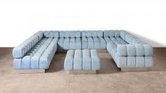 Harvey Probber Harvey Probber 9 Seat Deep Tuft Sectional Sofa with Chrome Plinth Base 1970s - 4287994