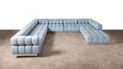 Harvey Probber Harvey Probber 9 Seat Deep Tuft Sectional Sofa with Chrome Plinth Base 1970s - 4287996