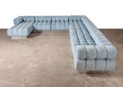 Harvey Probber Harvey Probber 9 Seat Deep Tuft Sectional Sofa with Chrome Plinth Base 1970s - 4287997