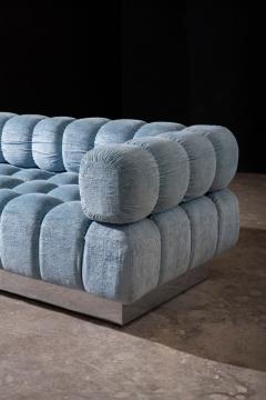 Harvey Probber Harvey Probber 9 Seat Deep Tuft Sectional Sofa with Chrome Plinth Base 1970s - 4287998
