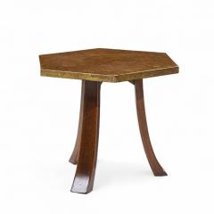 Harvey Probber Harvey Probber Acid Etched Bronze and Mahogany Hexagon Side Tables Pair - 4346407
