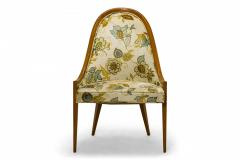 Harvey Probber Harvey Probber American Floral Print Gondola Mahogany Pull Up Side Chairs - 2789353