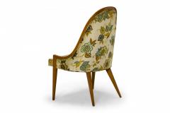Harvey Probber Harvey Probber American Floral Print Gondola Mahogany Pull Up Side Chairs - 2789355