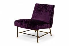 Harvey Probber Harvey Probber American Purple Velour and Brass Slipper Chair - 2789698