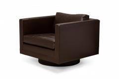 Harvey Probber Harvey Probber AmericanBrown VinylSwivel Cube Lounge Armchair - 2792425