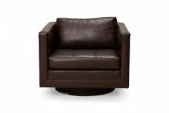 Harvey Probber Harvey Probber AmericanBrown VinylSwivel Cube Lounge Armchair - 2792428