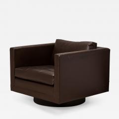 Harvey Probber Harvey Probber AmericanBrown VinylSwivel Cube Lounge Armchair - 2794889