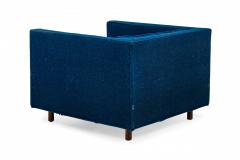 Harvey Probber Harvey Probber AmericanCube Form Blue Textured FabricLounge Armchair - 2792056