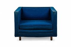 Harvey Probber Harvey Probber AmericanCube Form Blue Textured FabricLounge Armchair - 2792057