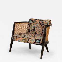 Harvey Probber Harvey Probber AmericanWood Caning and Paisley FabricHoop Lounge Chair - 2795155