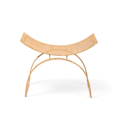 Harvey Probber Harvey Probber Artisan Collection Mid Century Rattan Over Steel Stools Pair - 4753520