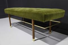 Harvey Probber Harvey Probber Bench in Mahogany Brass and Lush Green Mohair - 2316393