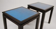 Harvey Probber Harvey Probber Blue Enameled Copper and Espresso Mahogany Side Tables - 862111