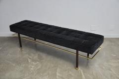 Harvey Probber Harvey Probber Brass Frame Bench in Black Mohair - 622958