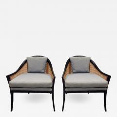 Harvey Probber Harvey Probber Elegant Pair of Lounge Chairs with Caned Backs and Sides 1950s - 734472