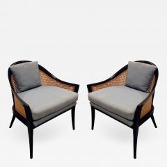 Harvey Probber Harvey Probber Elegant Pair of Lounge Chairs with Caned Backs and Sides 1950s - 1273526