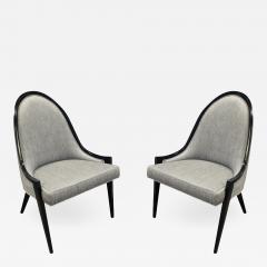 Harvey Probber Harvey Probber Elegant Pair of Side Chairs Framed in Ebonized Mahogany 1950s - 876702