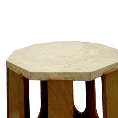 Harvey Probber Harvey Probber End Table with Mahogany Base and Travertine Top 1950s - 690889