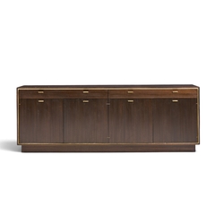 Harvey Probber Harvey Probber Mid Century Brass and Mahogany Credenza - 4799043