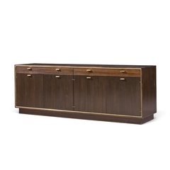 Harvey Probber Harvey Probber Mid Century Brass and Mahogany Credenza - 4799044