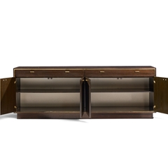Harvey Probber Harvey Probber Mid Century Brass and Mahogany Credenza - 4799048