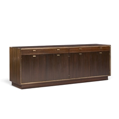 Harvey Probber Harvey Probber Mid Century Brass and Mahogany Credenza - 4799457