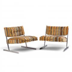 Harvey Probber Harvey Probber Mid Century Cantilevered Chrome Slipper Lounge Chairs Pair - 4647130