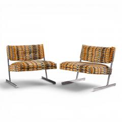 Harvey Probber Harvey Probber Mid Century Cantilevered Chrome Slipper Lounge Chairs Pair - 4647131