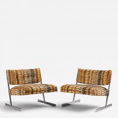 Harvey Probber Harvey Probber Mid Century Cantilevered Chrome Slipper Lounge Chairs Pair - 4648544