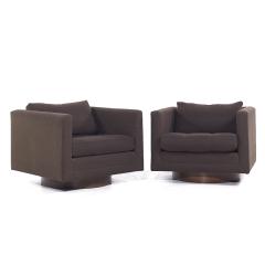 Harvey Probber Harvey Probber Mid Century Cube Swivel Lounge Chairs Pair - 3834690