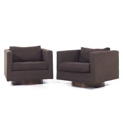 Harvey Probber Harvey Probber Mid Century Cube Swivel Lounge Chairs Pair - 3834691