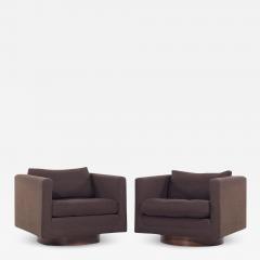 Harvey Probber Harvey Probber Mid Century Cube Swivel Lounge Chairs Pair - 3836105