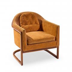 Harvey Probber Harvey Probber Mid Century Walnut Barrel Lounge Chairs Pair - 4529461