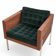 Harvey Probber Harvey Probber Mid Century Walnut Case and Chrome Lounge Chairs Pair - 4252488