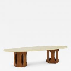 Harvey Probber Harvey Probber Mid Century Walnut and Stone Coffee Table - 4392148