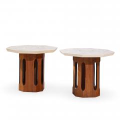 Harvey Probber Harvey Probber Mid Century Walnut and Terrazzo Side End Tables Pair - 4527868