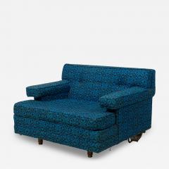 Harvey Probber Harvey Probber Oversized Blue Patterned Upholstered Lounge Armchair - 2794916