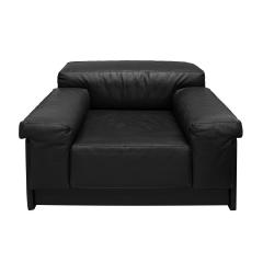 Harvey Probber Harvey Probber Pair of Chic Raphael Lounge Chairs in Black Leather 1982 Signed  - 4242973