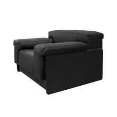 Harvey Probber Harvey Probber Pair of Chic Raphael Lounge Chairs in Black Leather 1982 Signed  - 4242975