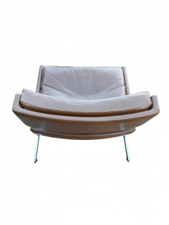 Harvey Probber Harvey Probber Pair of Leather Chrome Slipper Lounge Chairs Cantilevered Seats - 2547690