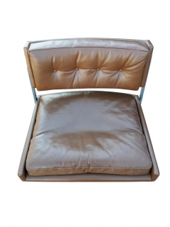 Harvey Probber Harvey Probber Pair of Leather Chrome Slipper Lounge Chairs Cantilevered Seats - 2547718