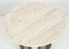 Harvey Probber Harvey Probber Round Travertine and Walnut Side Table Usa 1960s - 529416